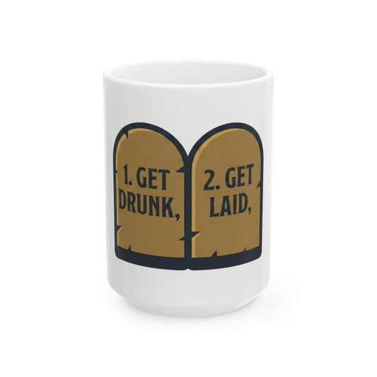 "11th and 12th Commandment" White Ceramic Mug — Graphic