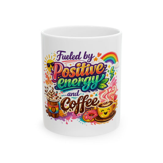 "Fueled by Coffee" White Ceramic Mug