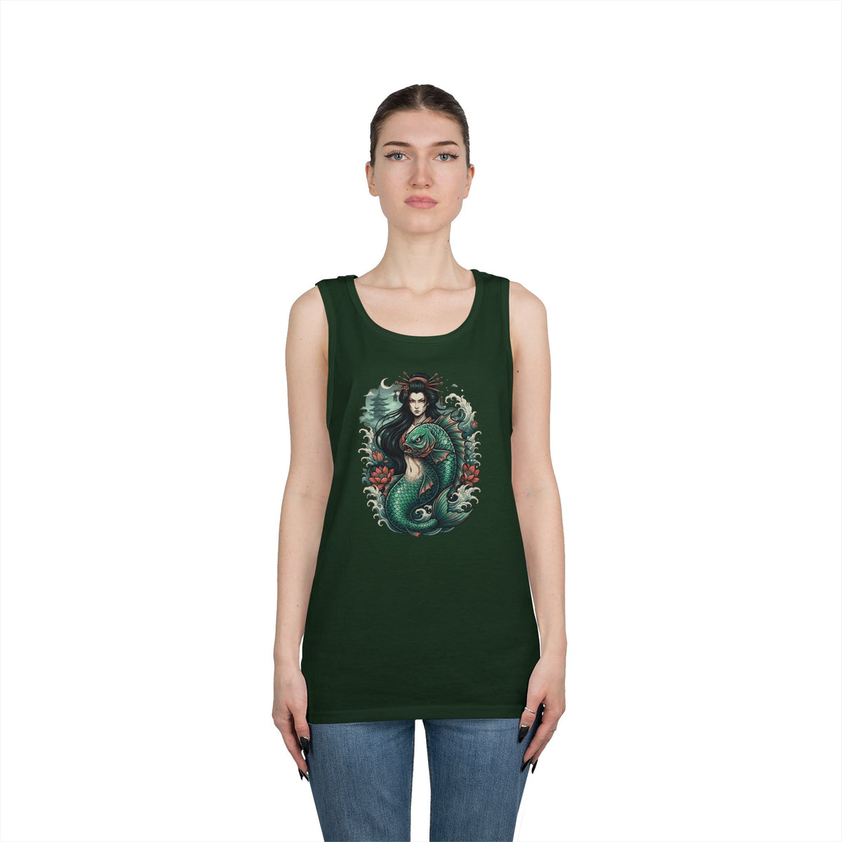 Color: Forest Green | Ningyo (Japanese Folklore) Tank Top