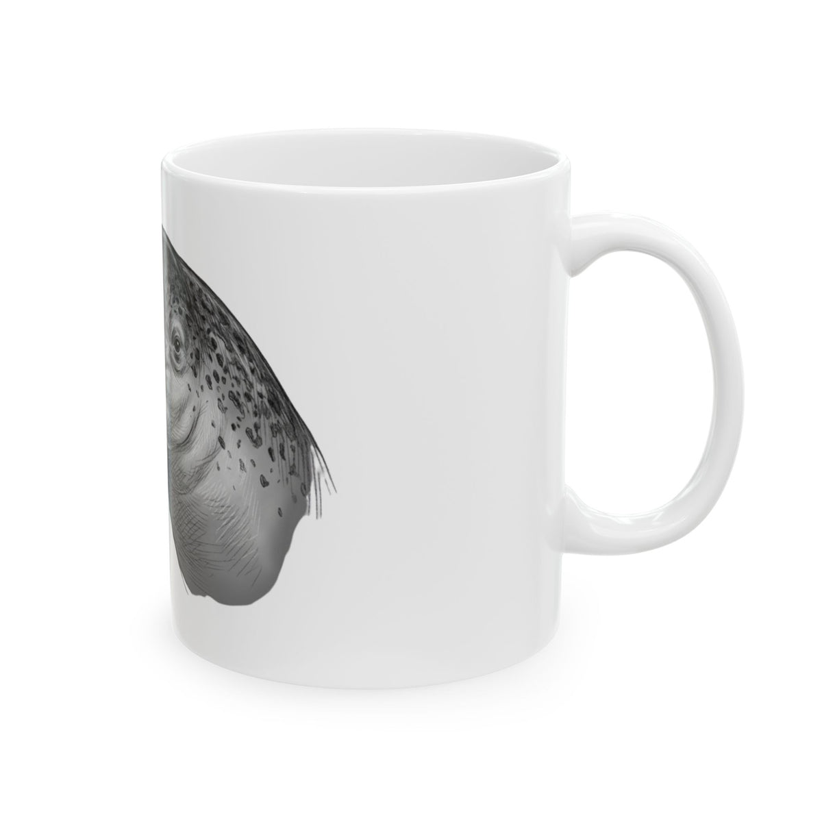 "Pencil Sketch Art Narwhal" White Ceramic Mug — Graphic