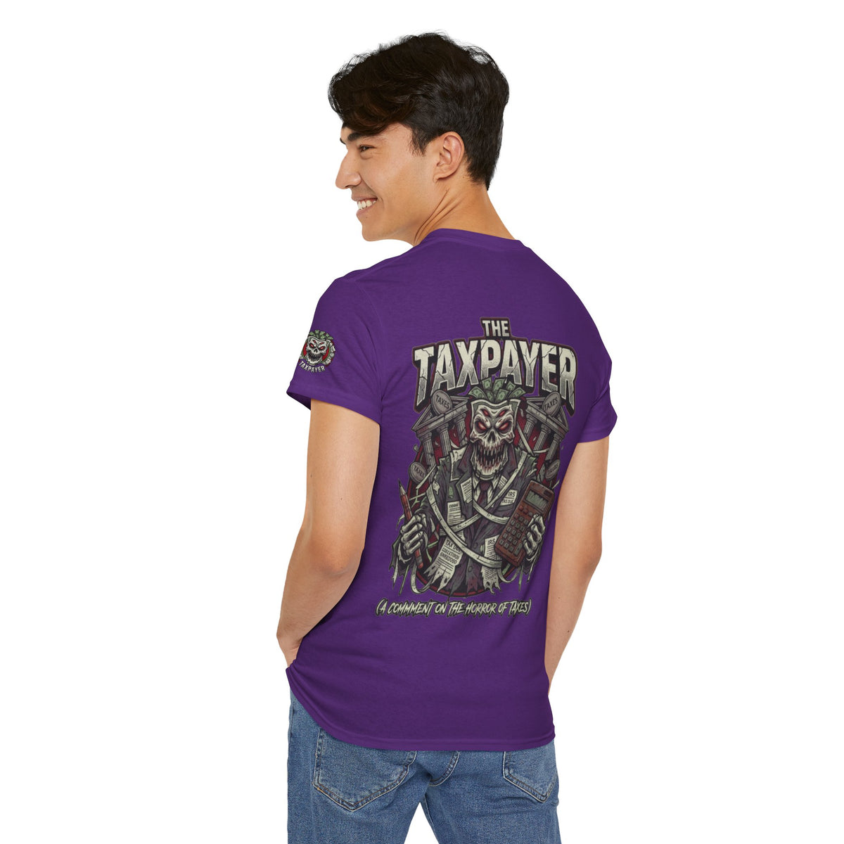 Color: Purple | Horror of Taxes Premium Graphic Tee