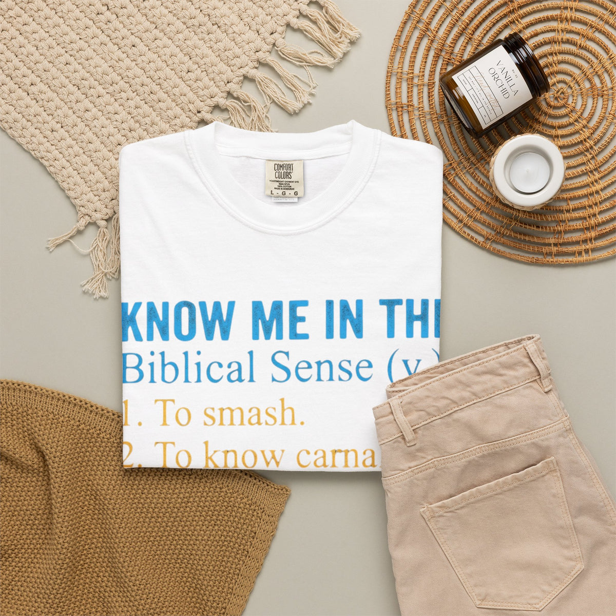 "Good Book Series Know Me In The Biblical Sense" Unisex Garment-Dyed Tee
