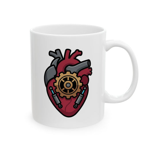 "Mechanical Heart" White Ceramic Mug — Graphic