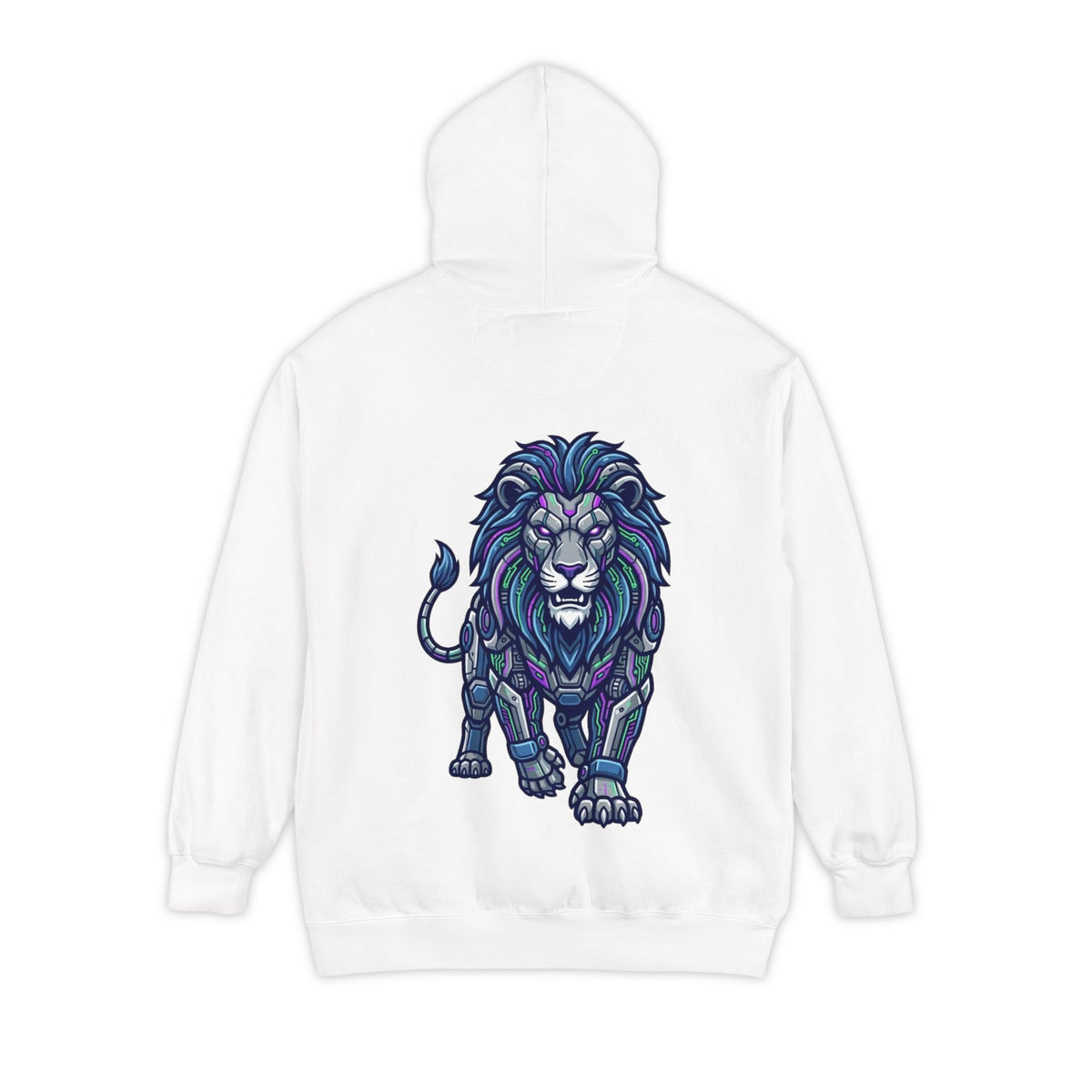 Color: White | Cyber Lion Garment-Dyed Hoodie