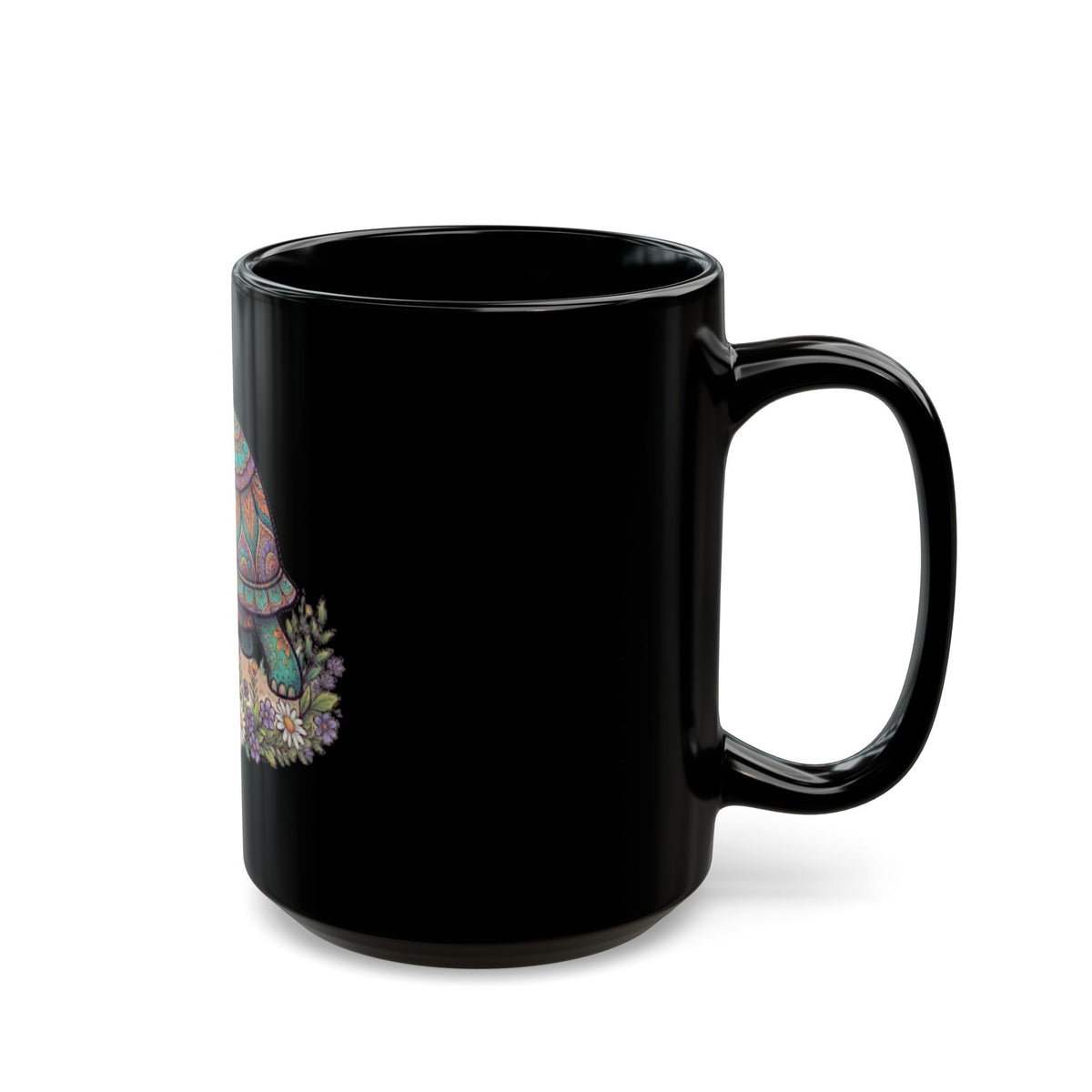 "Hippy Turtle" Black Ceramic Mug