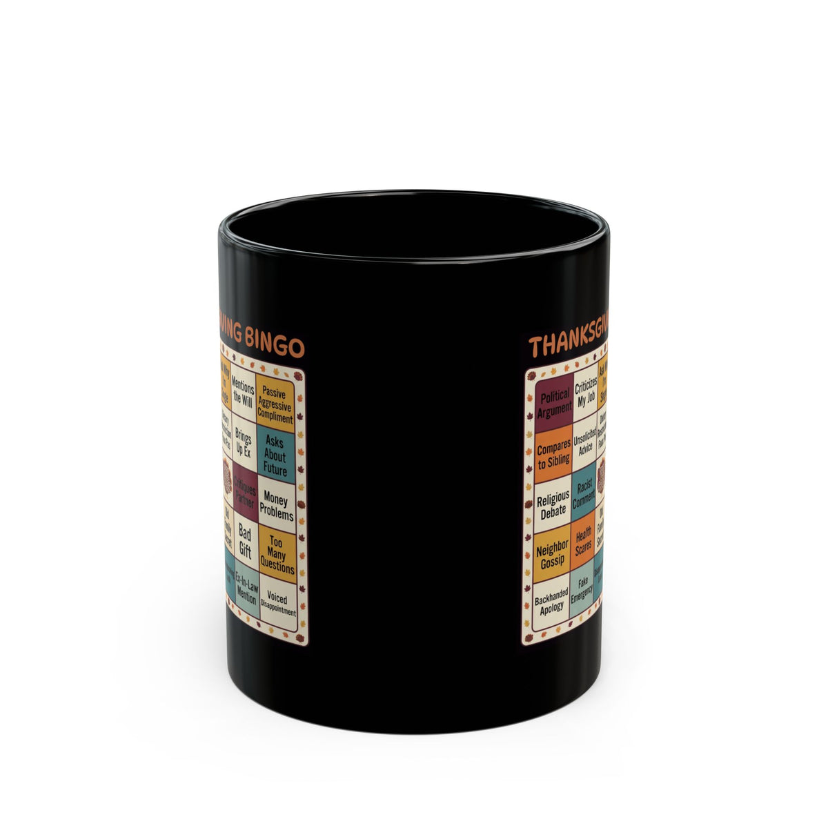 "Thankgiving Bingo" Black Ceramic Mug