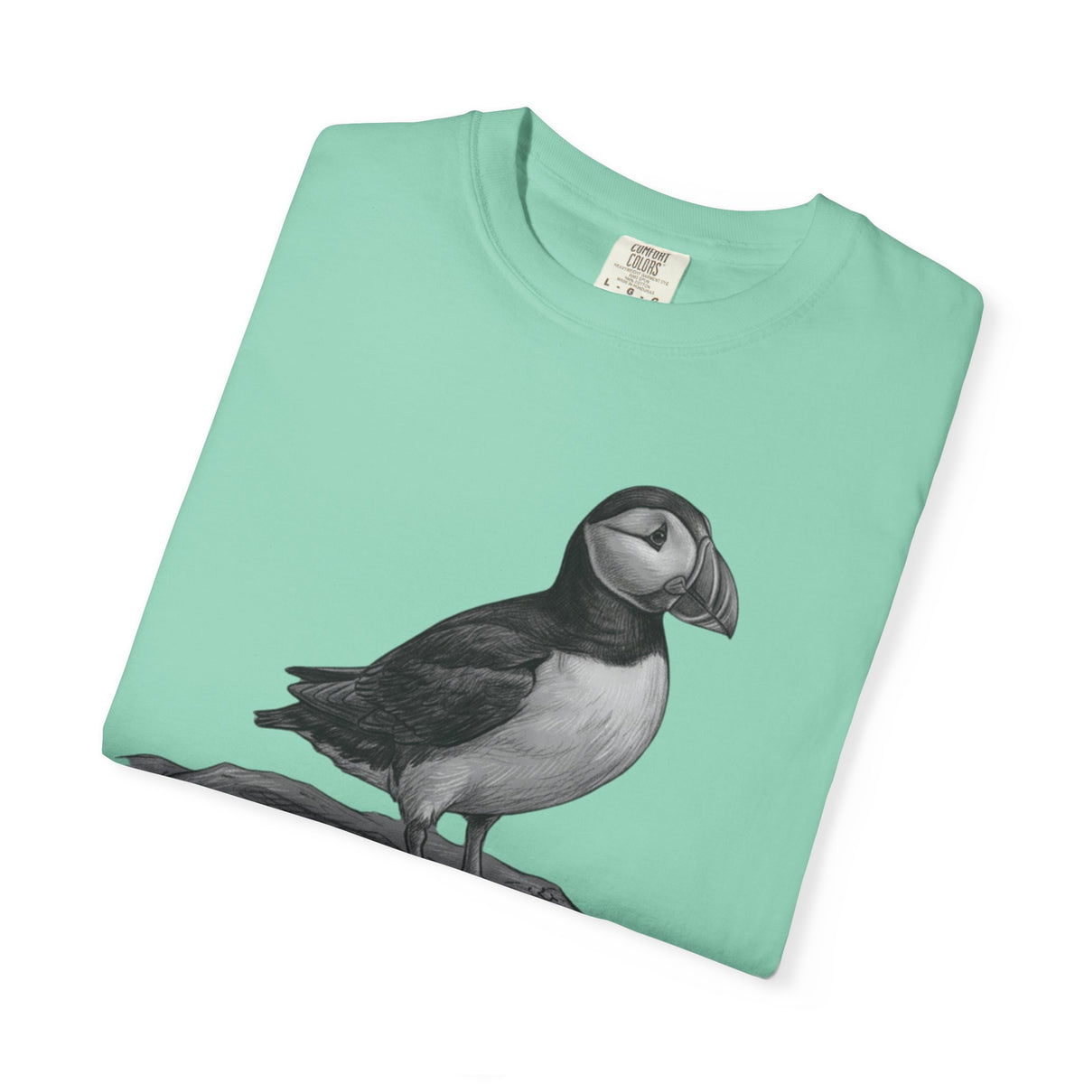 "Pencil Sketch Art Puffin" Unisex Garment-Dyed Tee