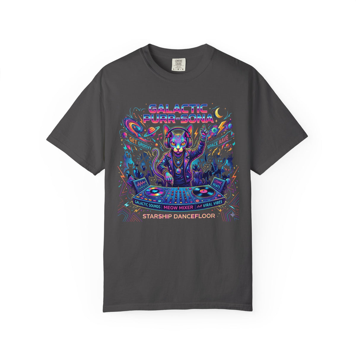Color: Graphite | Galactic Purr-Sona Unisex Garment-Dyed Tee