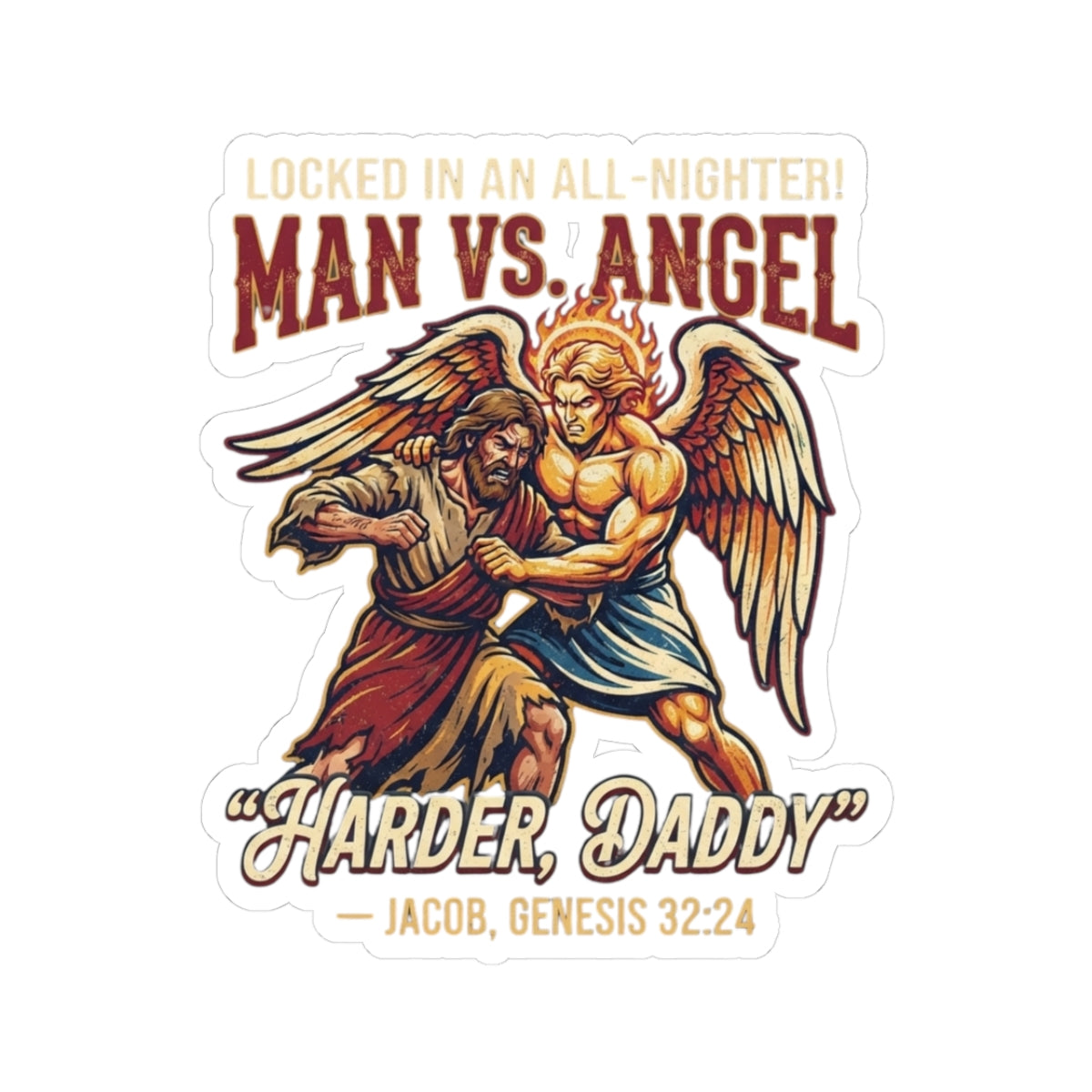"Good Book Series Man vs Angel" Sticker — Main