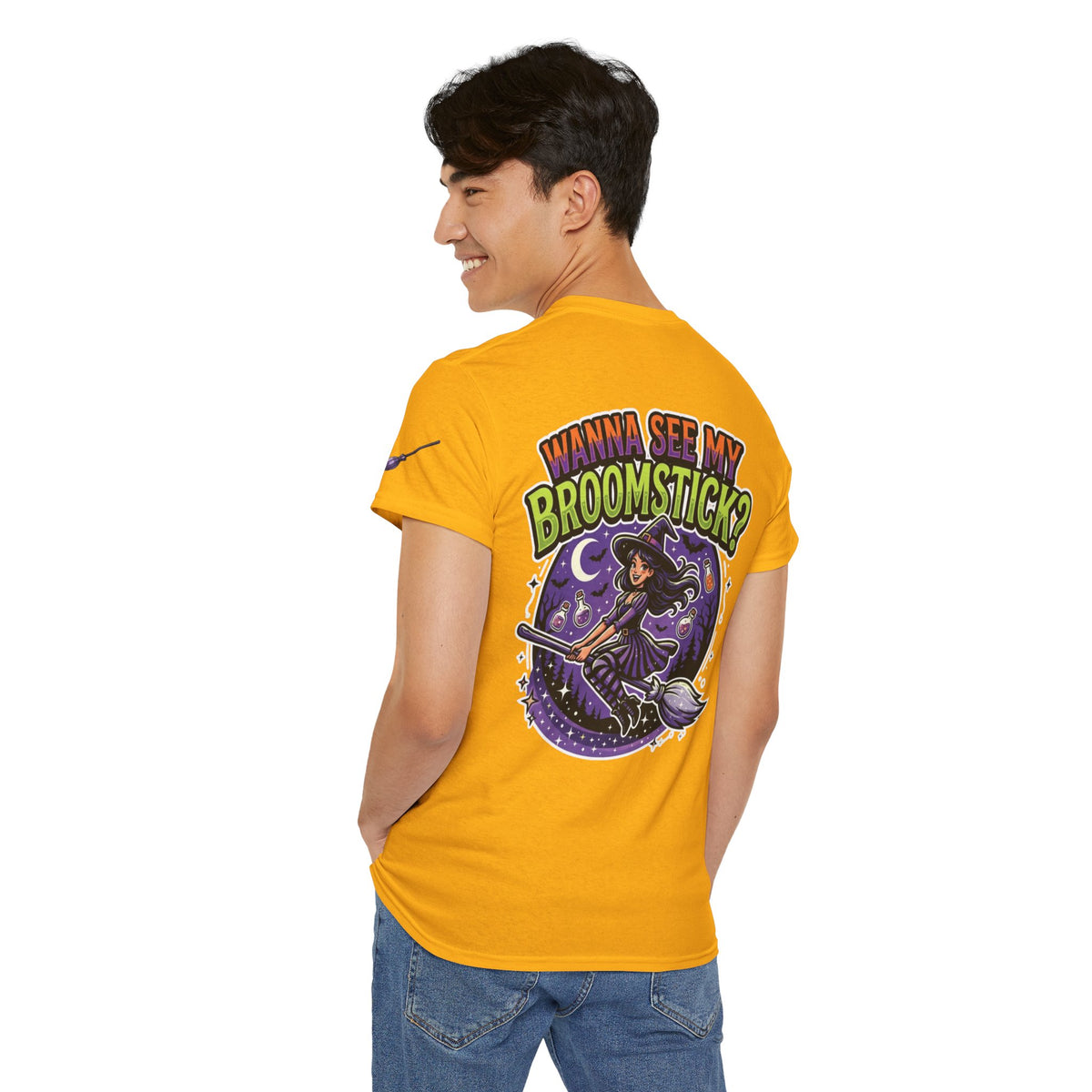 Color: Gold | Wanna See My Broomstick Premium Graphic Tee
