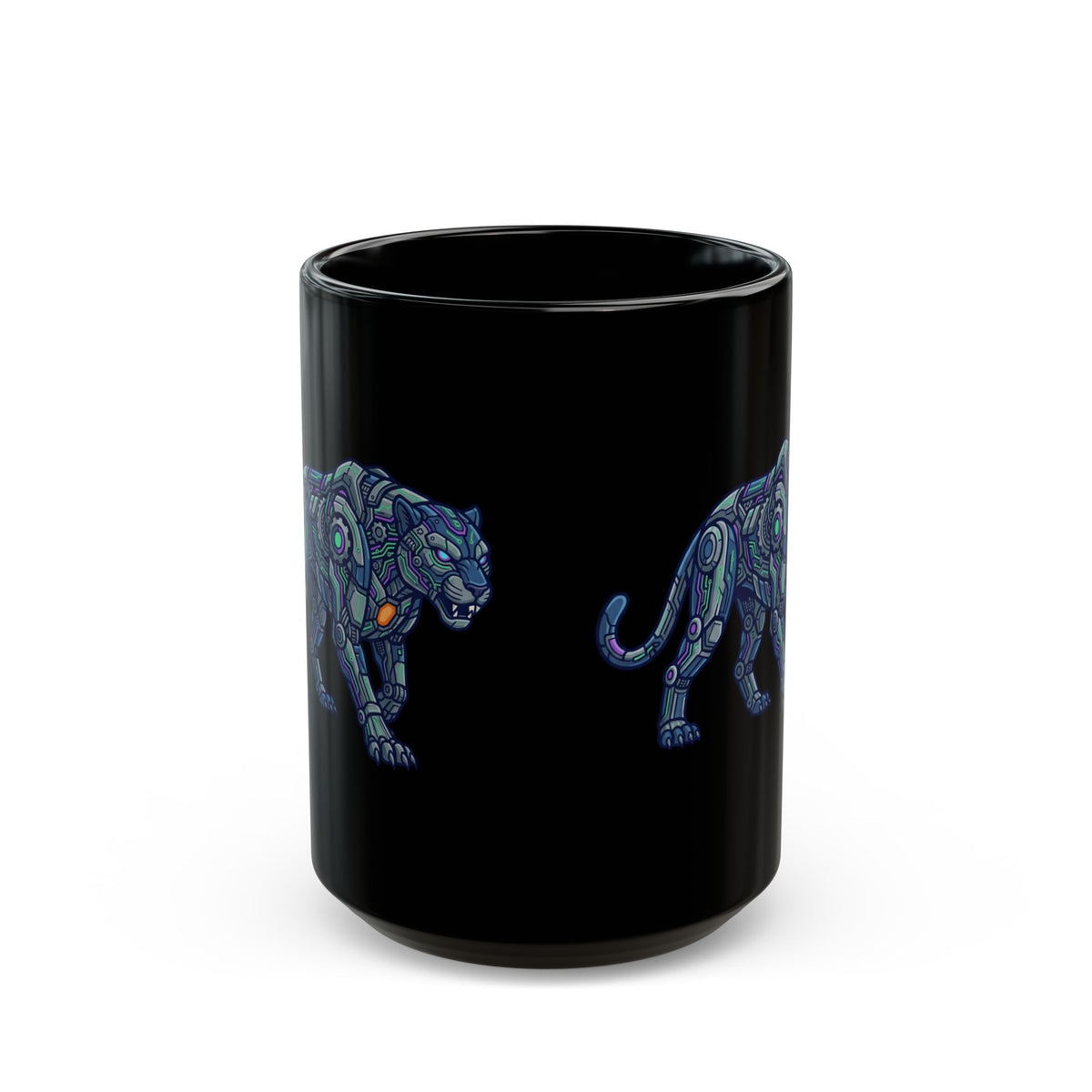 "Cyber Panther" Black Ceramic Mug