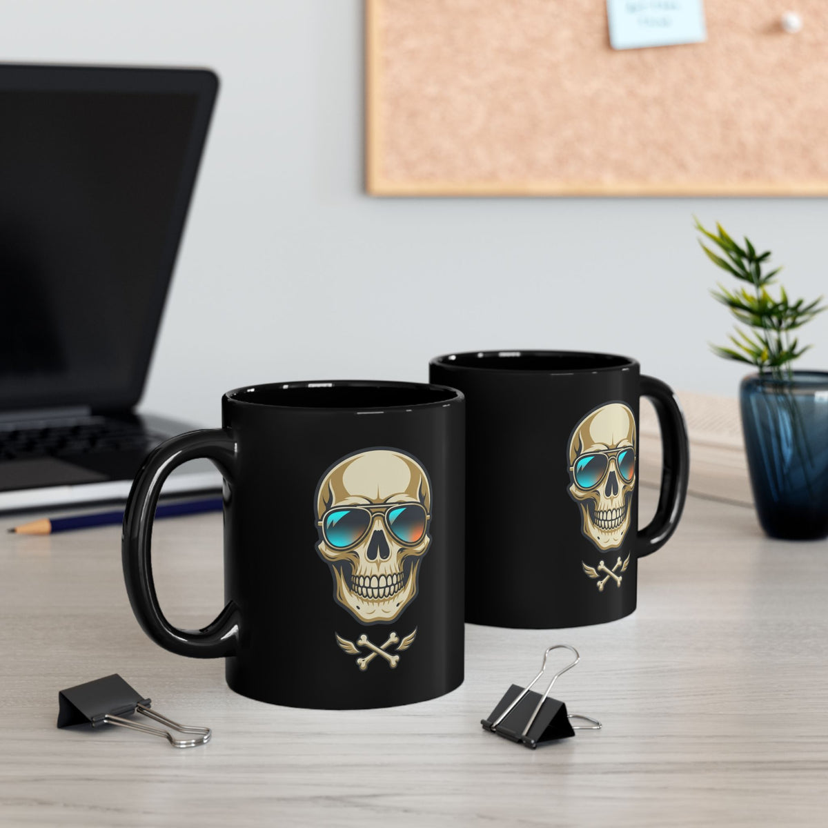 "Bad to the Bone Marrow" Black Ceramic Mug — Graphic