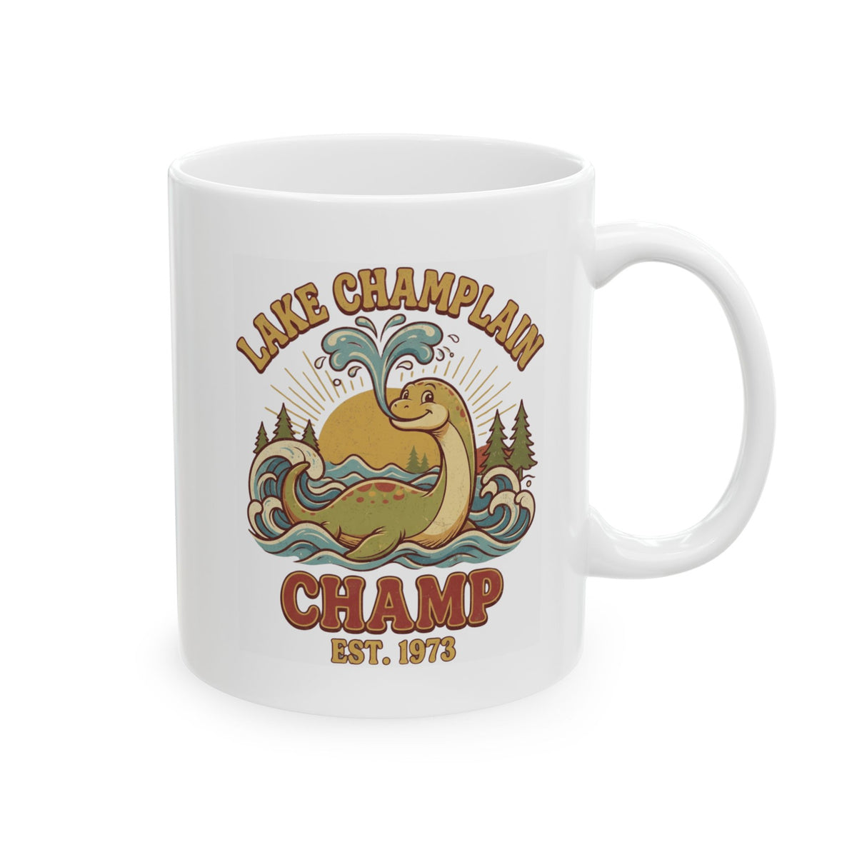 "Champ (Lake Champlain)" White Ceramic Mug