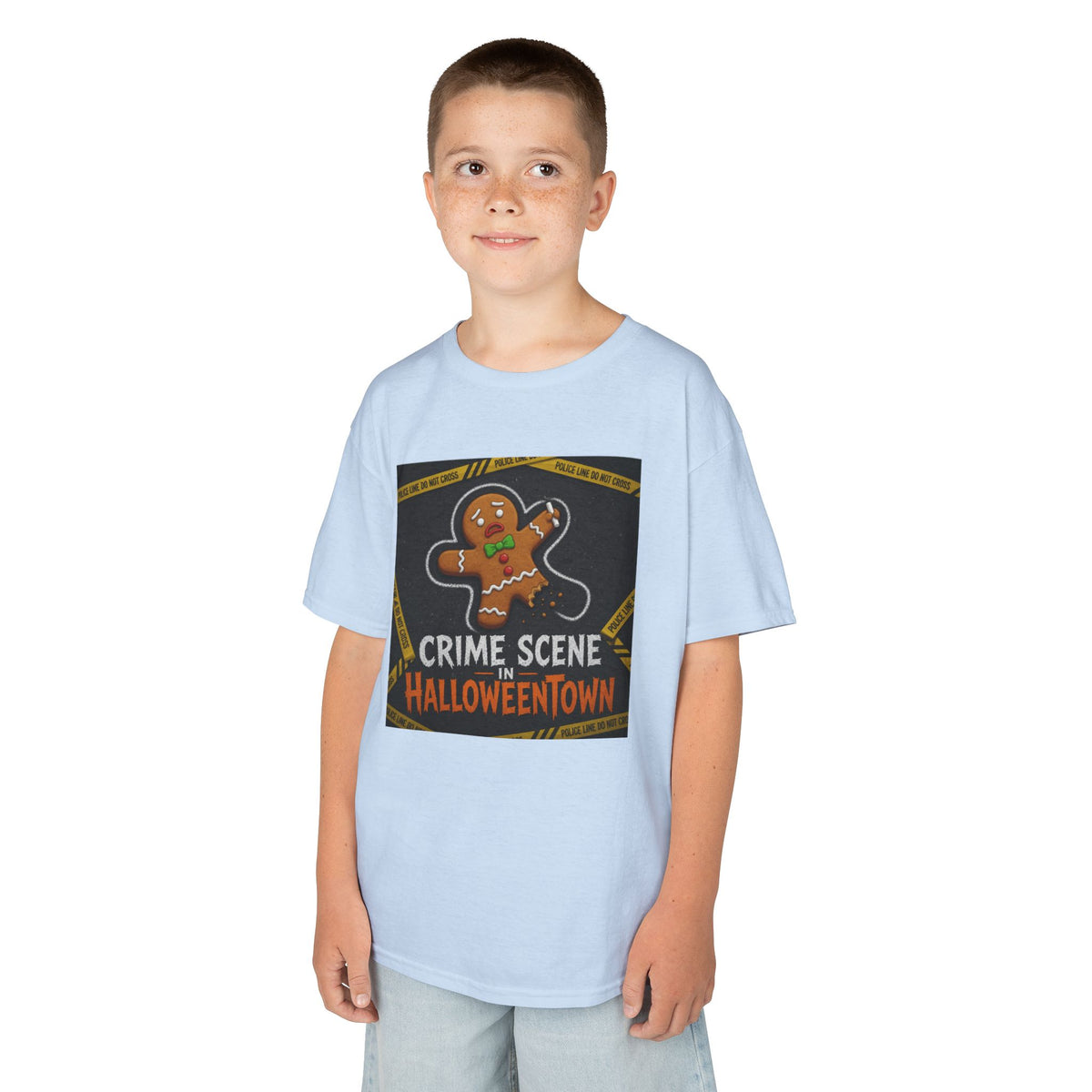 Color: Light Blue | Crime Scene in Halloweentown Kids Tee