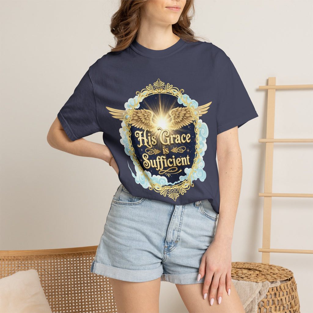 "His Grace is Sufficient" Unisex Garment-Dyed T-shirt