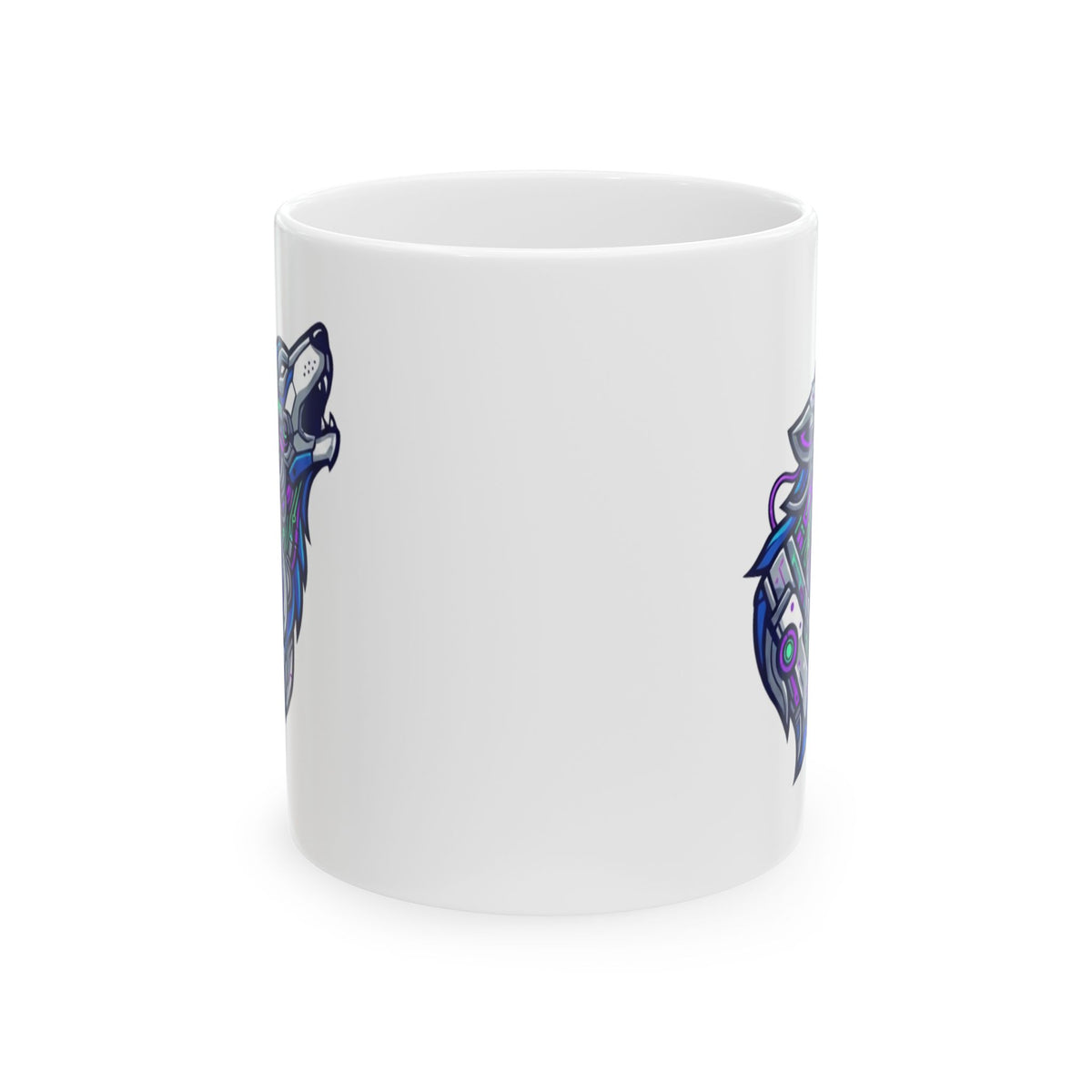 "Cyber Wolf" White Ceramic Mug