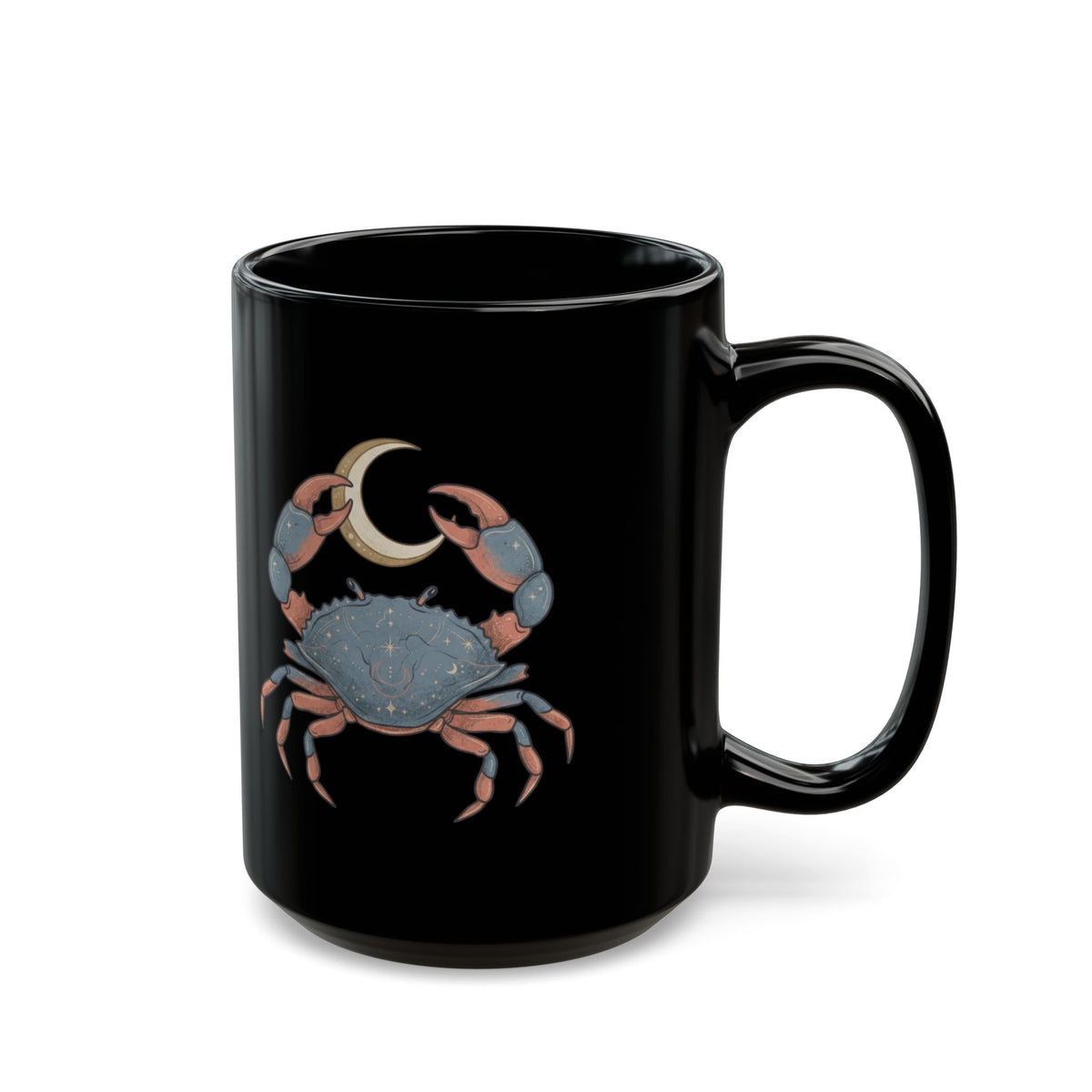 "Cancer The Moon Child Crab" Black Ceramic Mug — Graphic