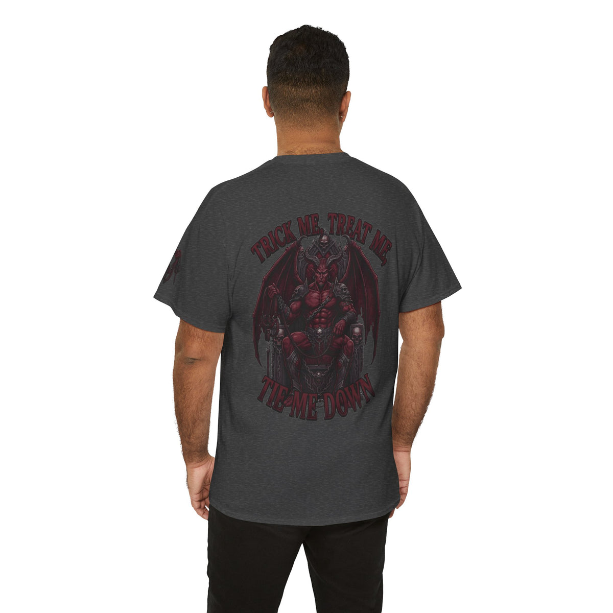 Color: Dark Heather | Trick Me Treat Me Tie Me Down Premium Graphic Tee