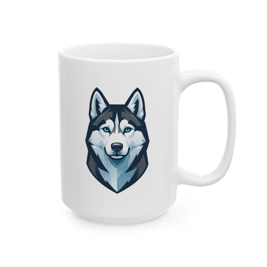 "Siberian Husky Loyal & Free" White Ceramic Mug — Graphic