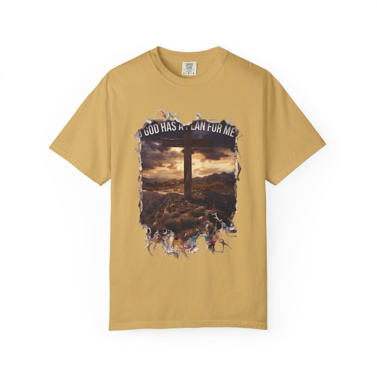 "God Has A Plan For Me" Unisex Garment-Dyed Tee