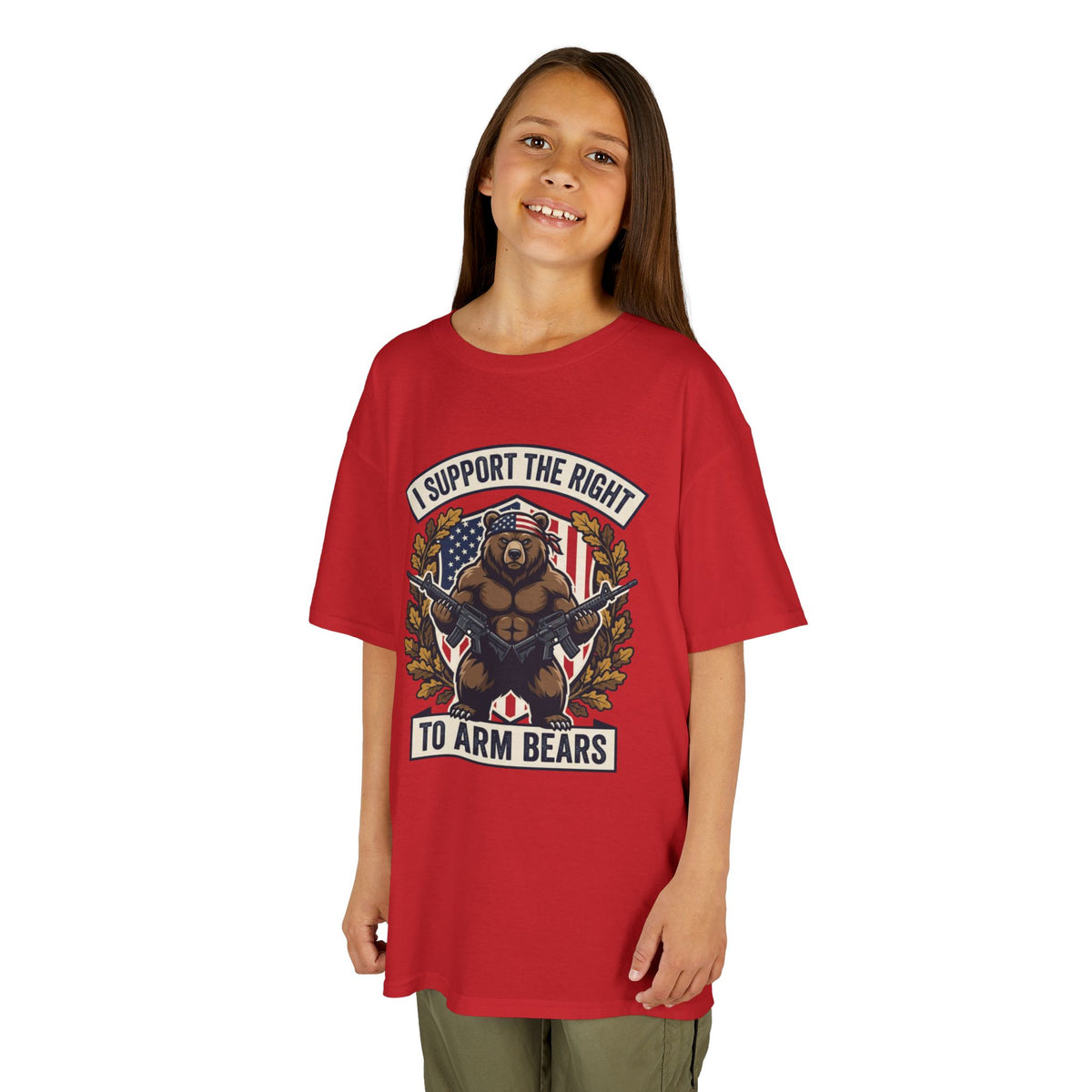 Kids T‑Shirt — "I Support The Right To Arm Bears" Patriotic Bear Graphic Tee