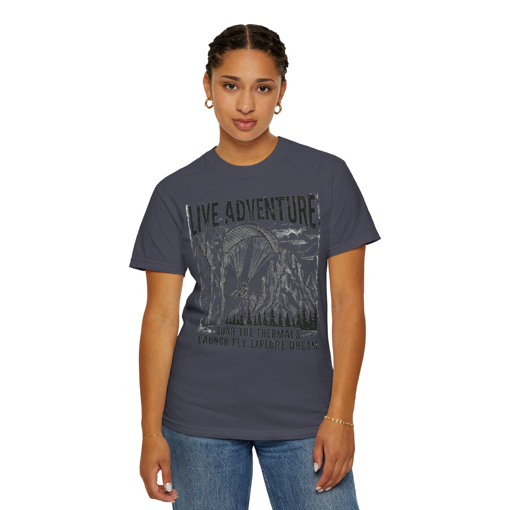 "Live Adventure - Soar the Thermals" Unisex Garment-Dyed Tee