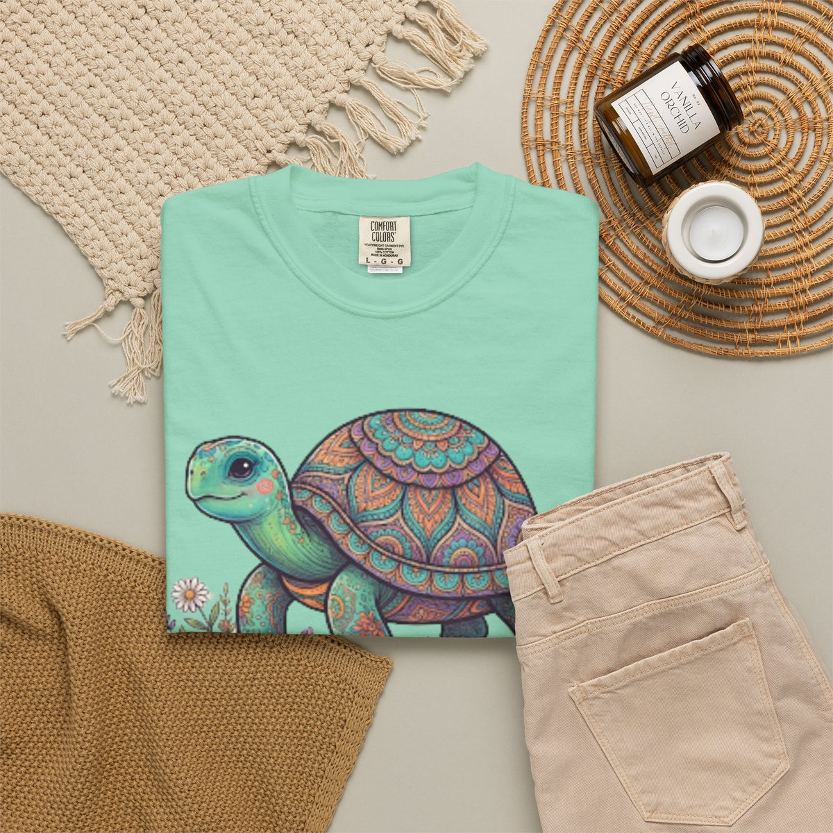 "Hippy Turtle" Unisex Garment-Dyed Tee