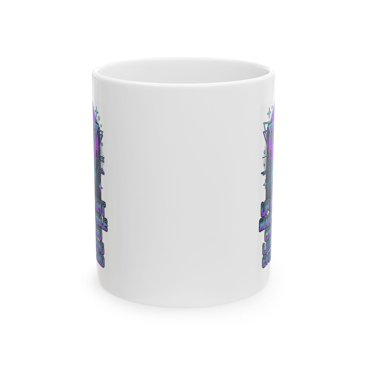 "Up All Night" White Ceramic Mug