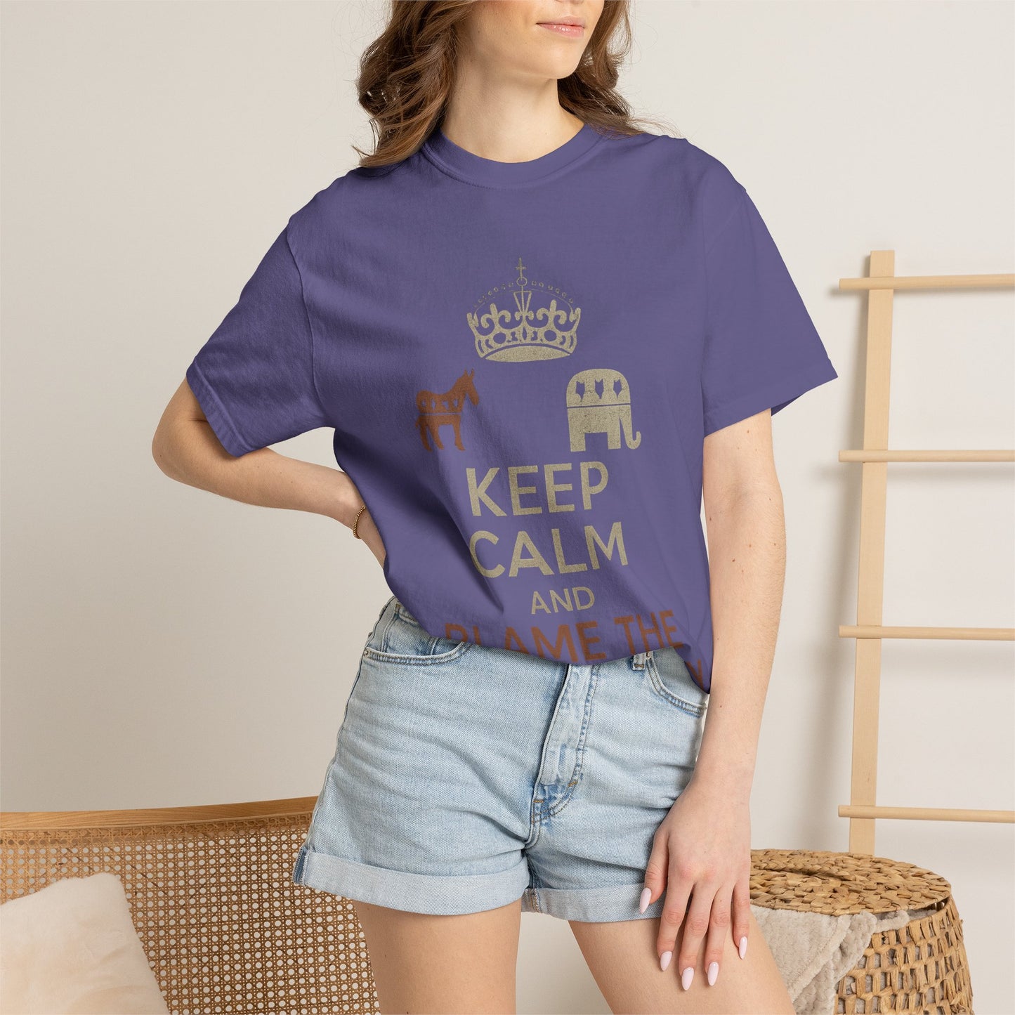 ""KEEP CALM AND BLAME THE OTHER PARTY" Unisex Garment-Dyed T-shirt