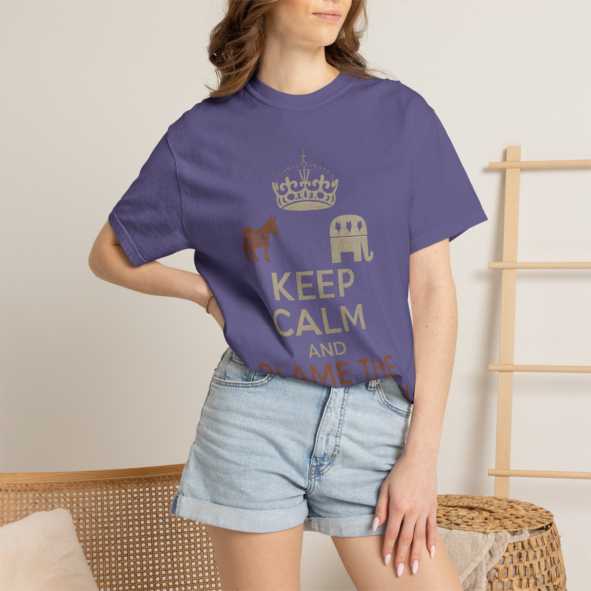 ""KEEP CALM AND BLAME THE OTHER PARTY" Unisex Garment-Dyed T-shirt