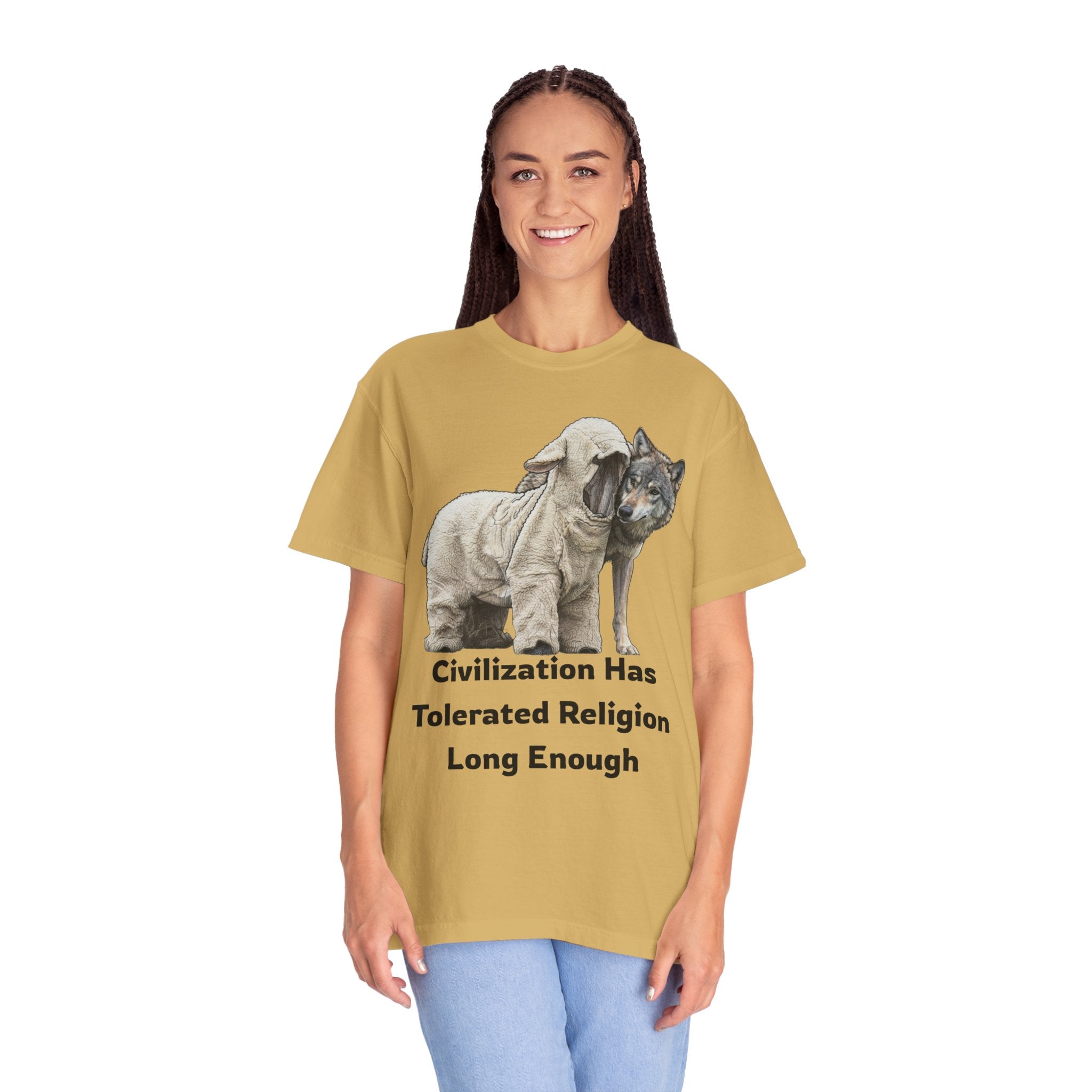 "Civilization Tolerated Religion" Unisex Garment-Dyed Tee