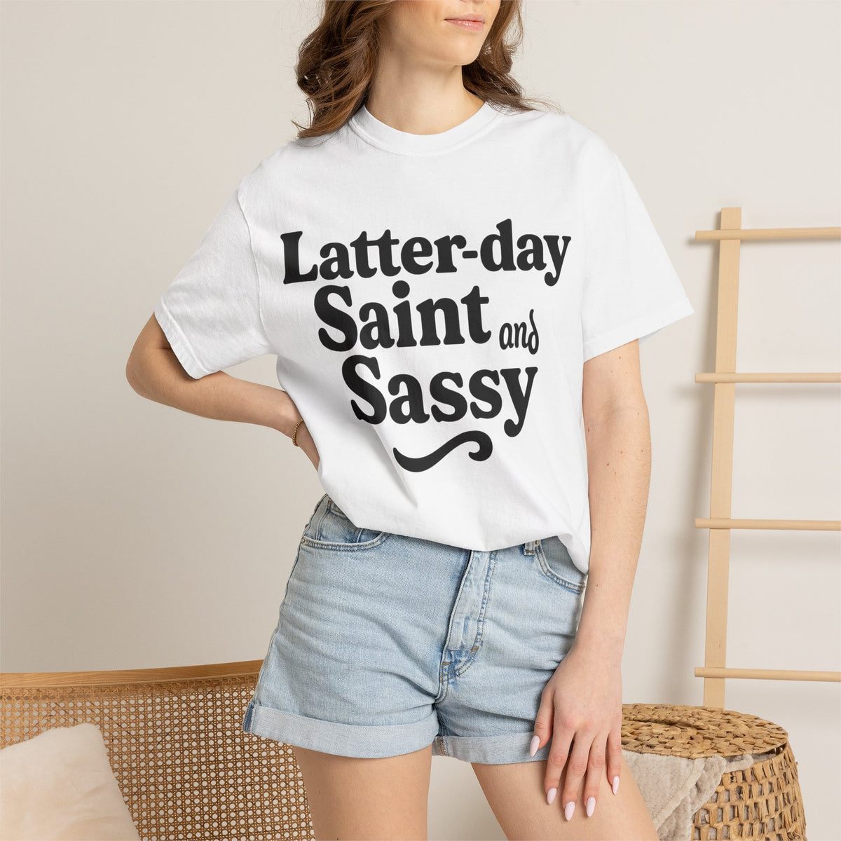 Color: White | Latter-day Saint and Sassy Unisex Garment-Dyed T-shirt