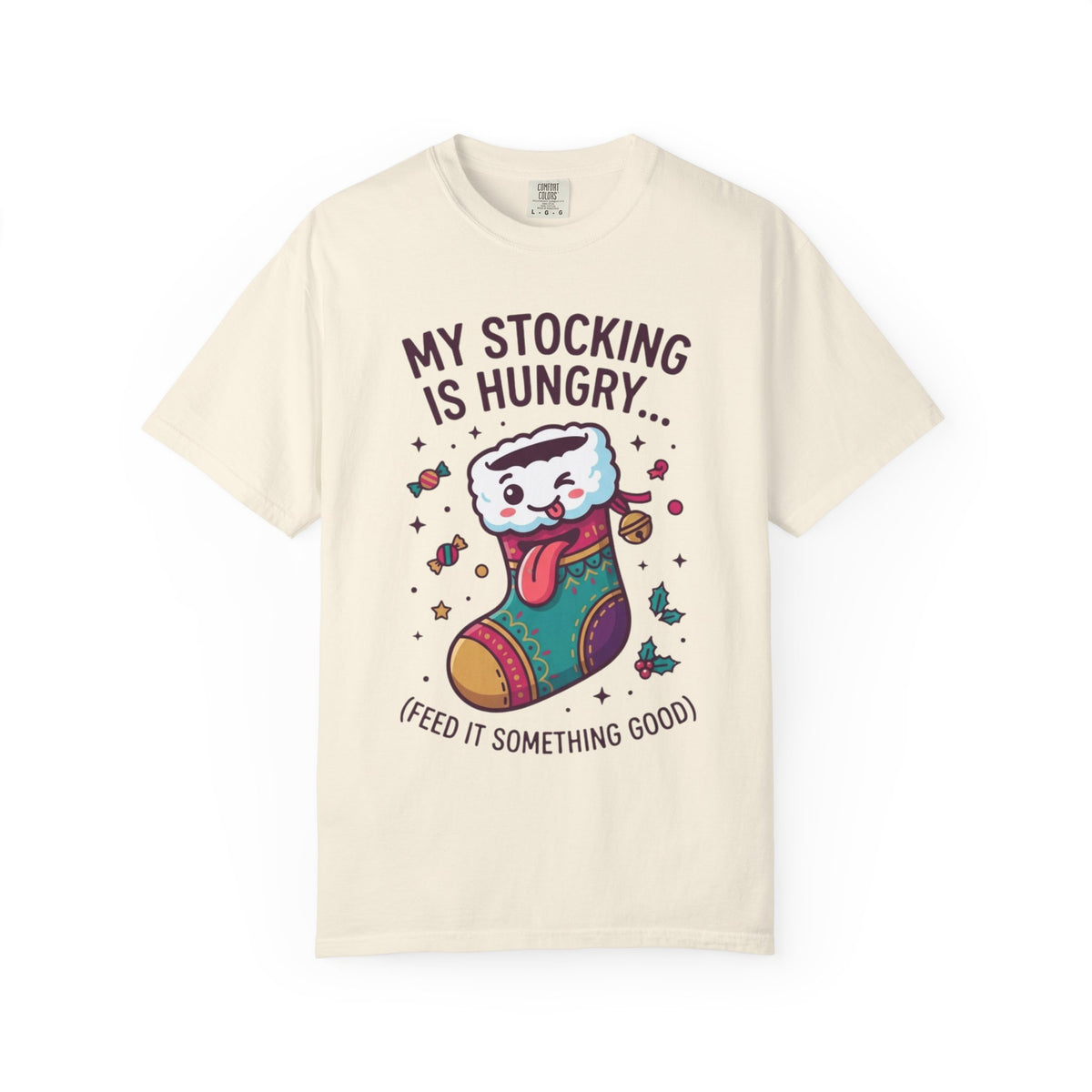 "My Stocking Is Hungry" Unisex Garment-Dyed Tee