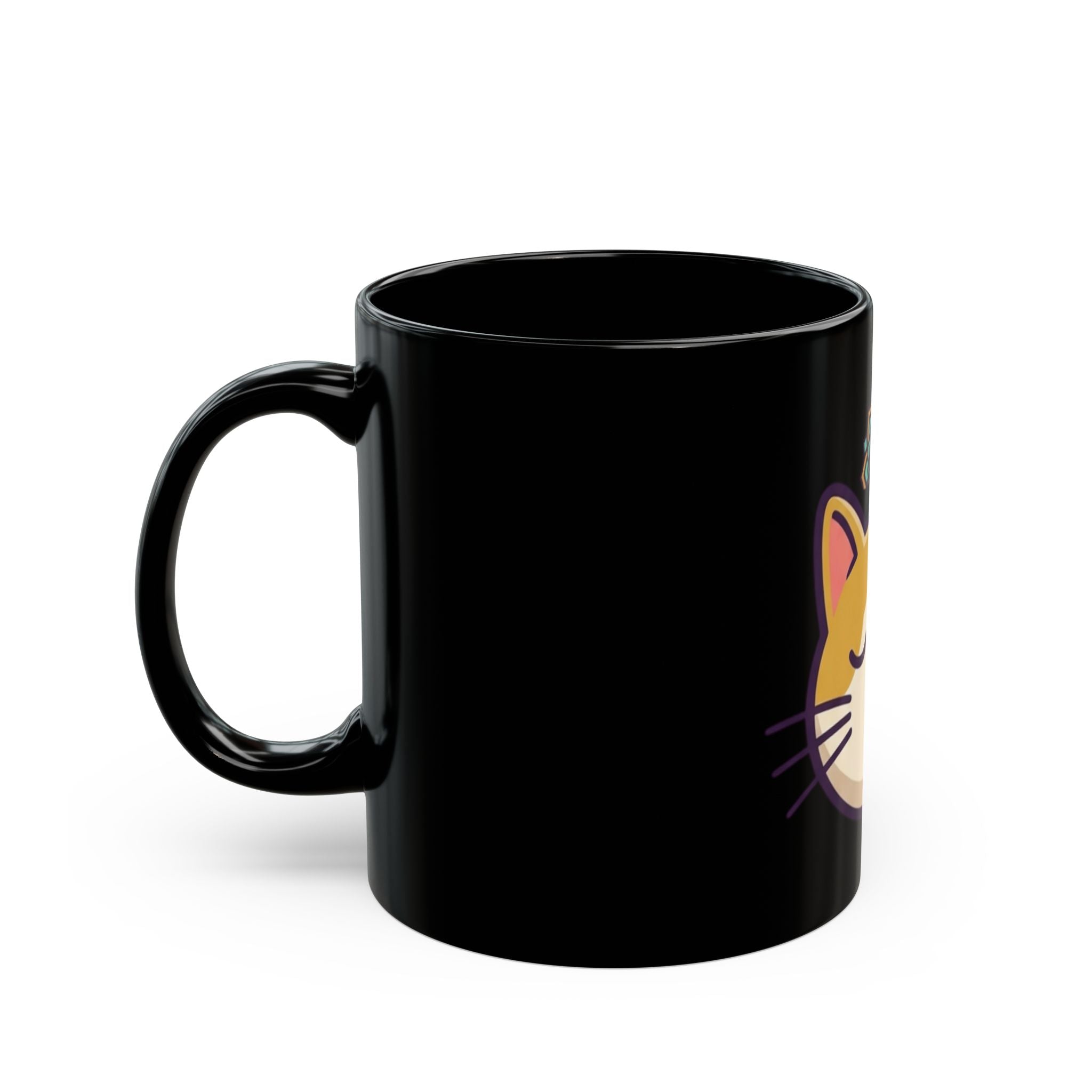 "Cat CALM" Black Ceramic Mug — Graphic