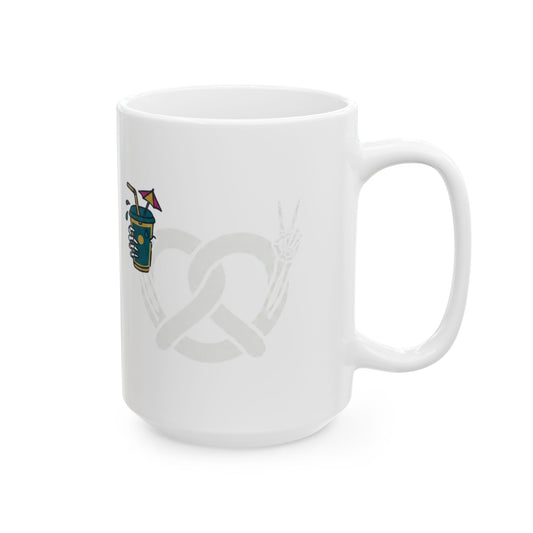 "Flexible But Not About Brunch" White Ceramic Mug — Graphic