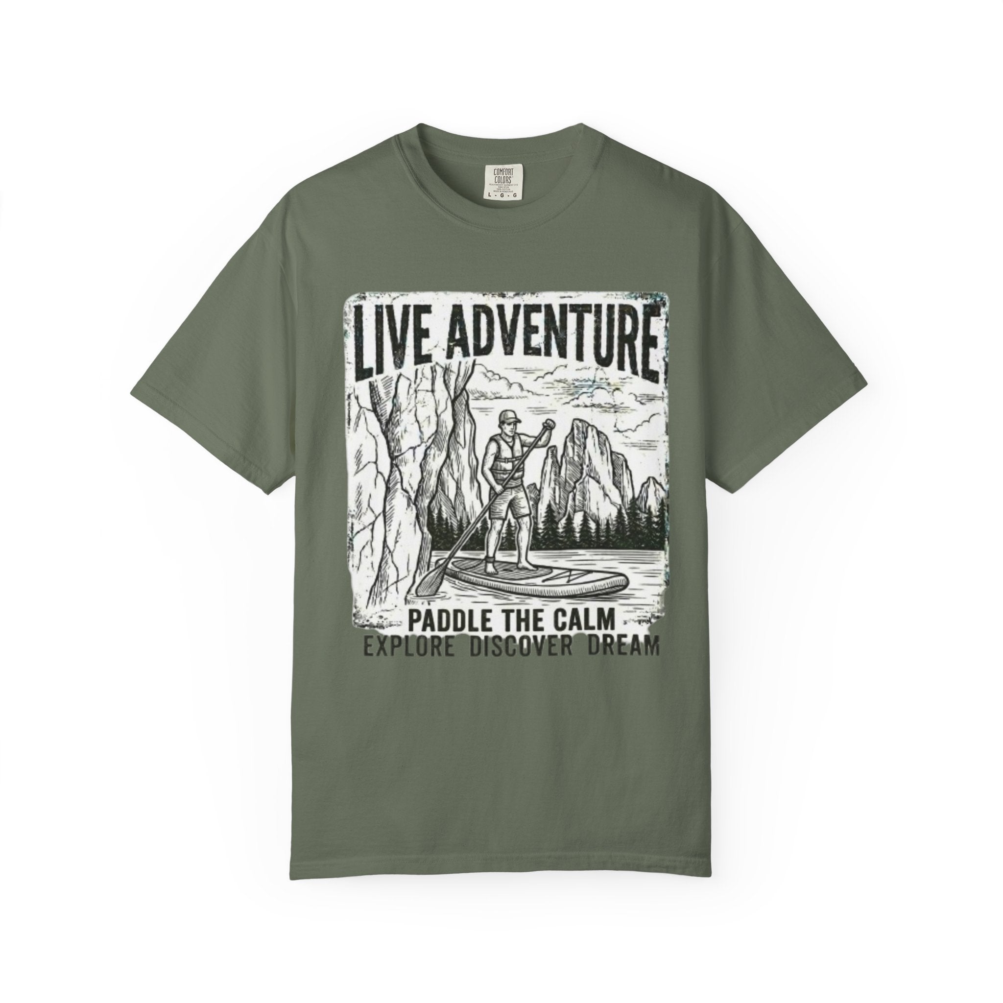 "Live Adventure - Paddle Board" Unisex Garment-Dyed Tee