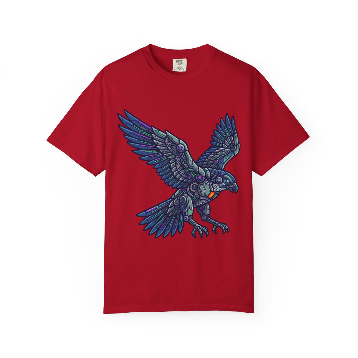 Color: Red | Cyber Eagle Unisex Garment-Dyed Tee
