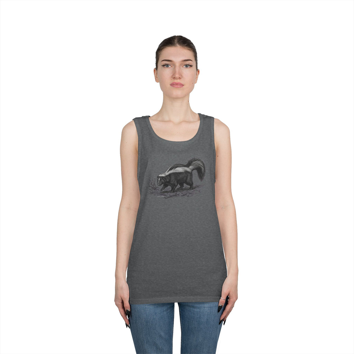 "Pencil Sketch Art Skunk" Tank Top
