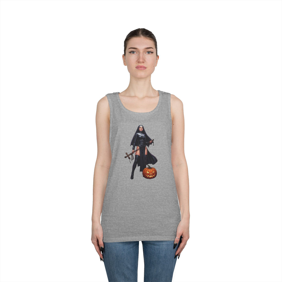 Color: Sport Grey | Sexy Halloween Nun Tank Top