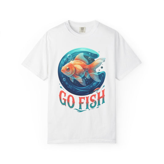 Color: White | Go Fish Unisex Garment-Dyed Tee