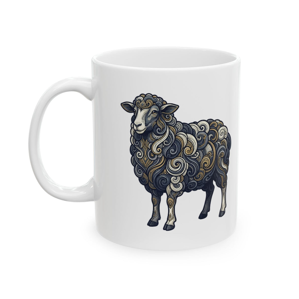 "Barnyard Sheep" White Ceramic Mug