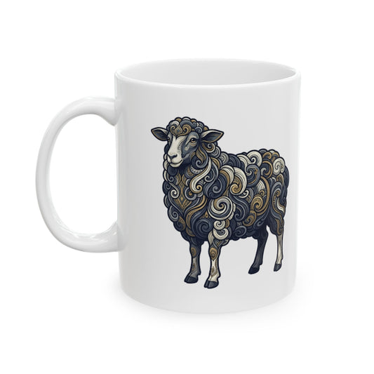 "Barnyard Sheep" White Ceramic Mug