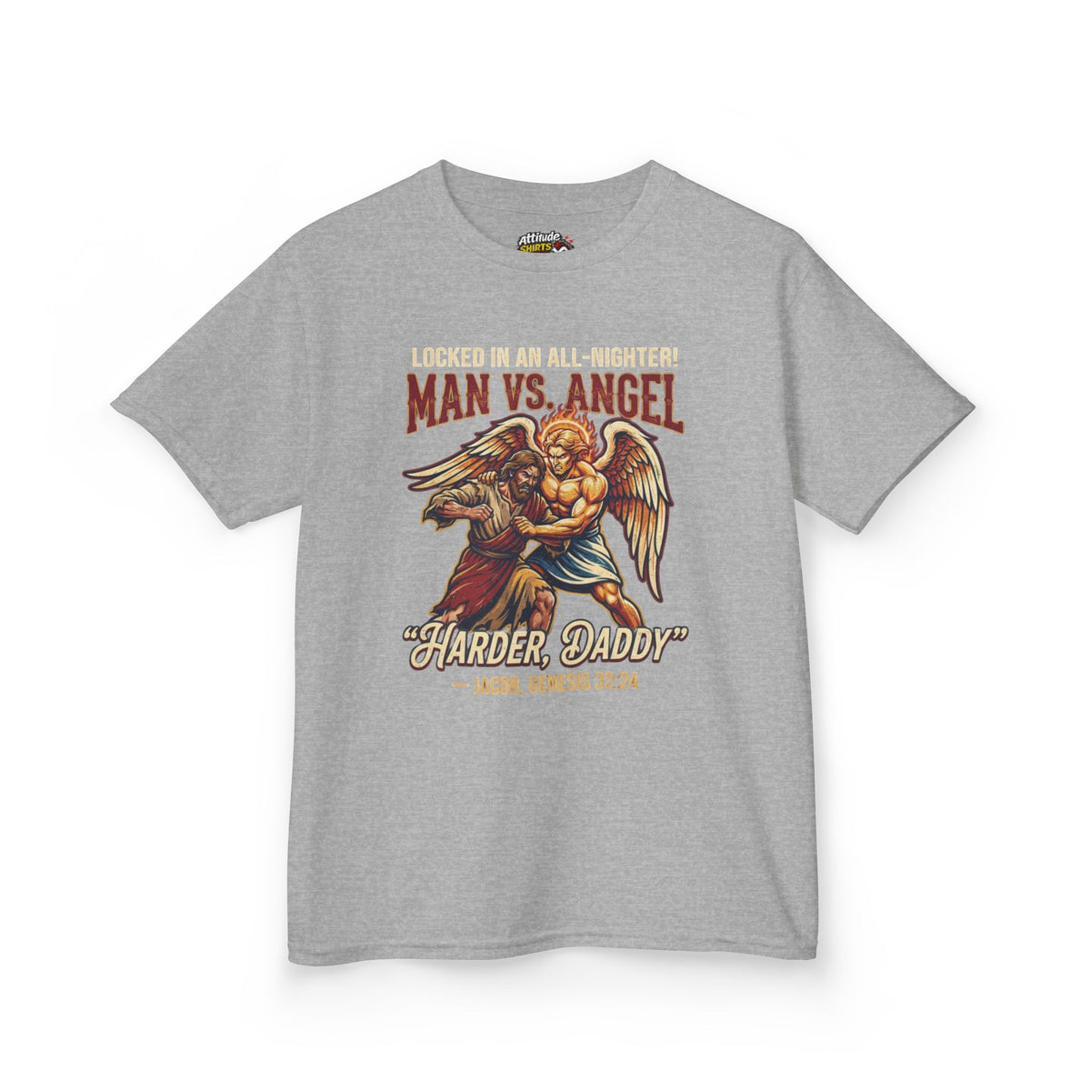 Color: Sport Grey | Good Book Series Man vs Angel Kids Tee