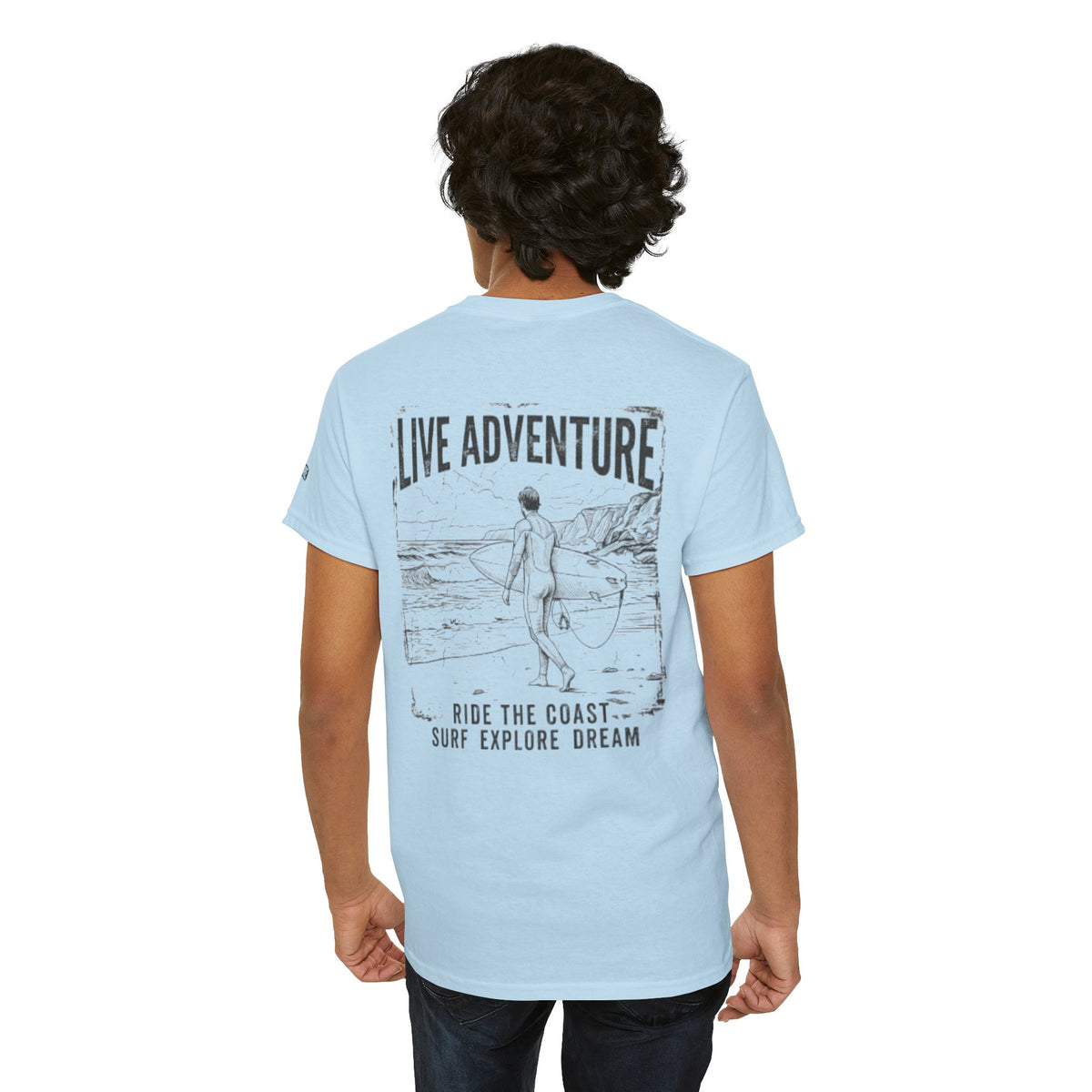Color: Light Blue | Live Adventure - Surf Premium Graphic Tee