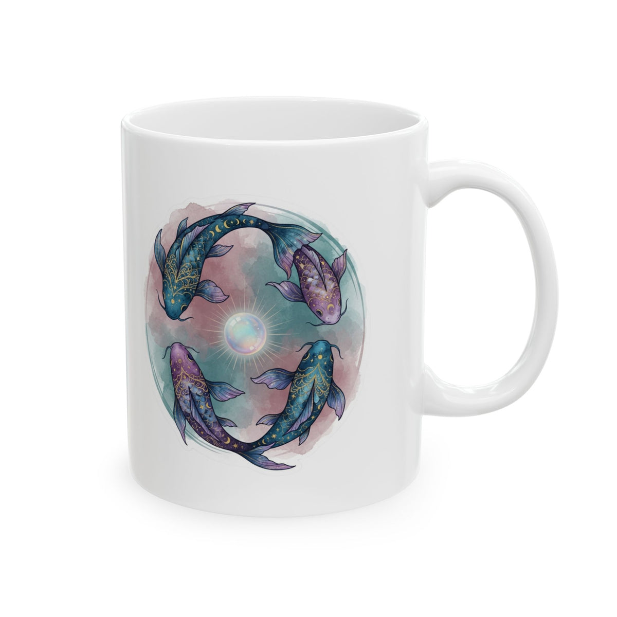 "Pisces The Infinite Fish" White Ceramic Mug