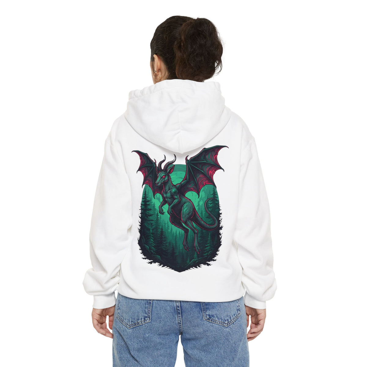 Color: White | The Jersey Devil (New Jersey, USA) Garment-Dyed Hoodie
