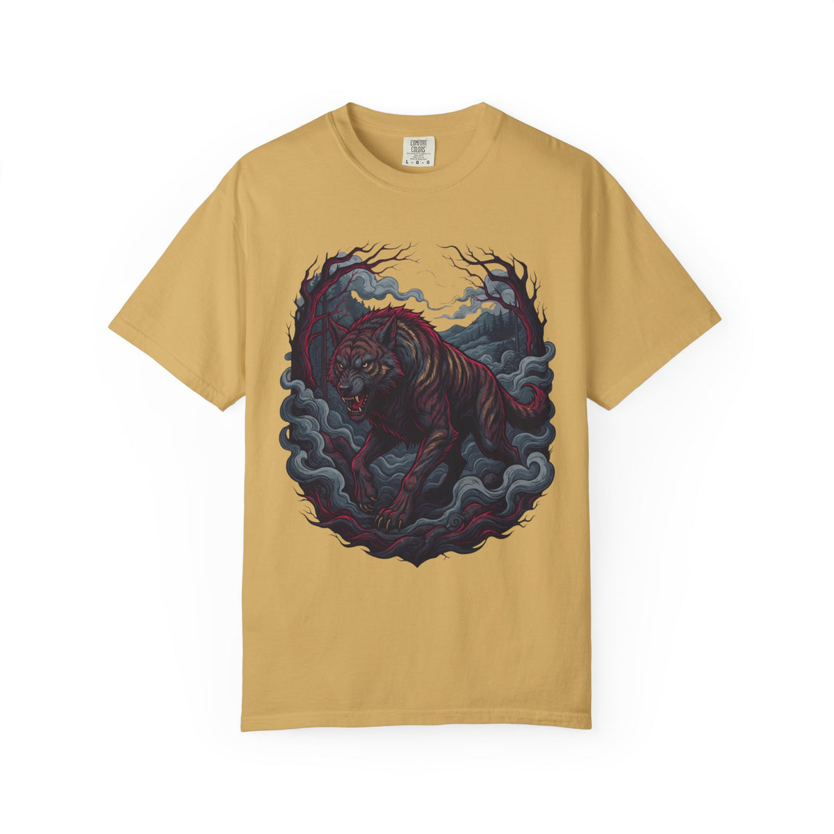 Color: Mustard | The Beast of Gévaudan (France) Unisex Garment-Dyed Tee