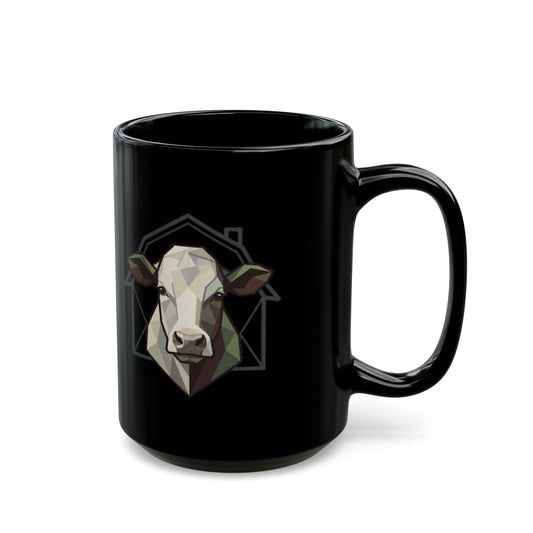 "Barnyard Cow" Black Ceramic Mug