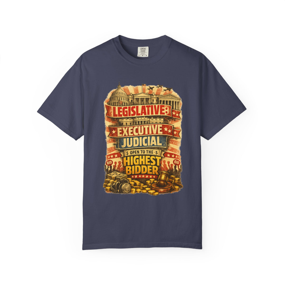 Color: Denim | Highest Bidder Unisex Garment-Dyed T-shirt