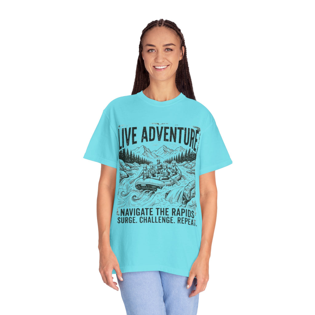"Live Adventure - Rafting" Unisex Garment-Dyed Tee